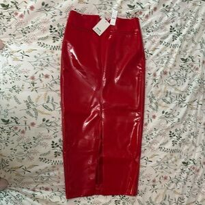NWT J Crew High-Shine Red Vinyl Pencil Skirt